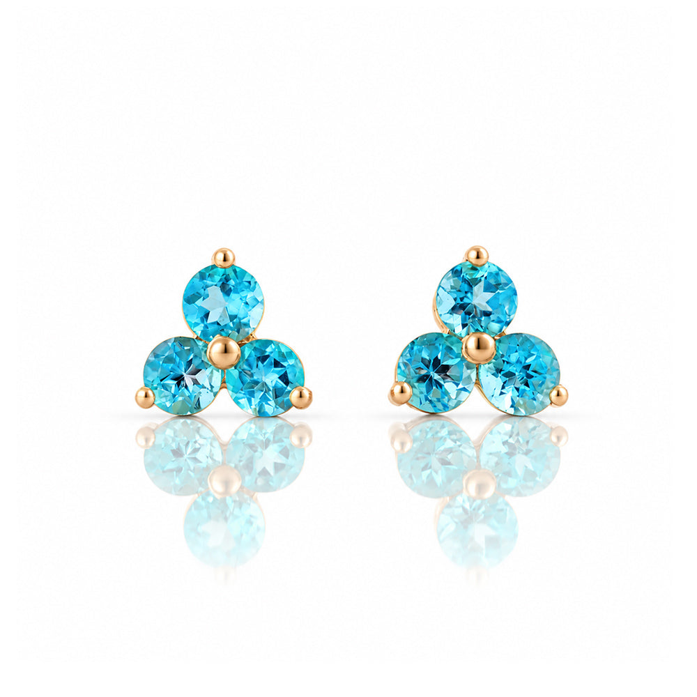 The Trilogy Swiss Blue Topaz Stud Earrings - Victoria's Jewellery