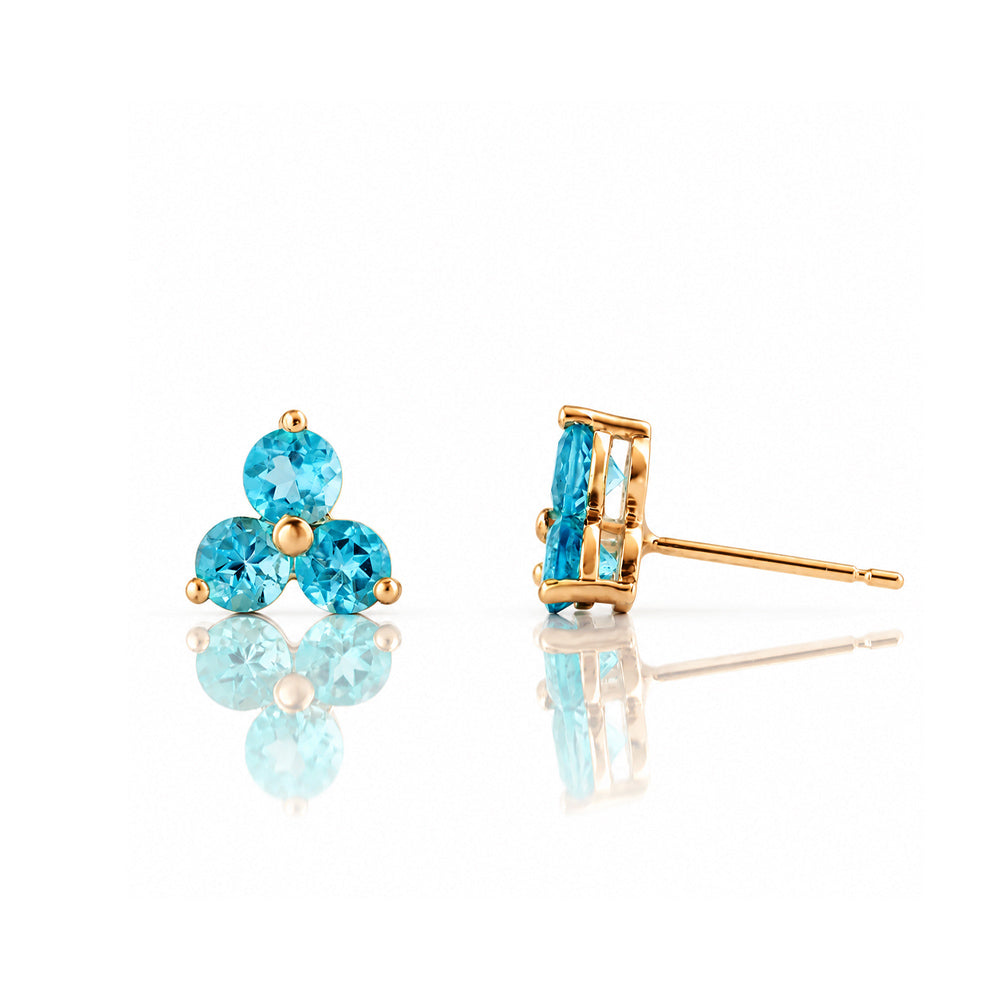 The Trilogy Swiss Blue Topaz Stud Earrings - Victoria's Jewellery