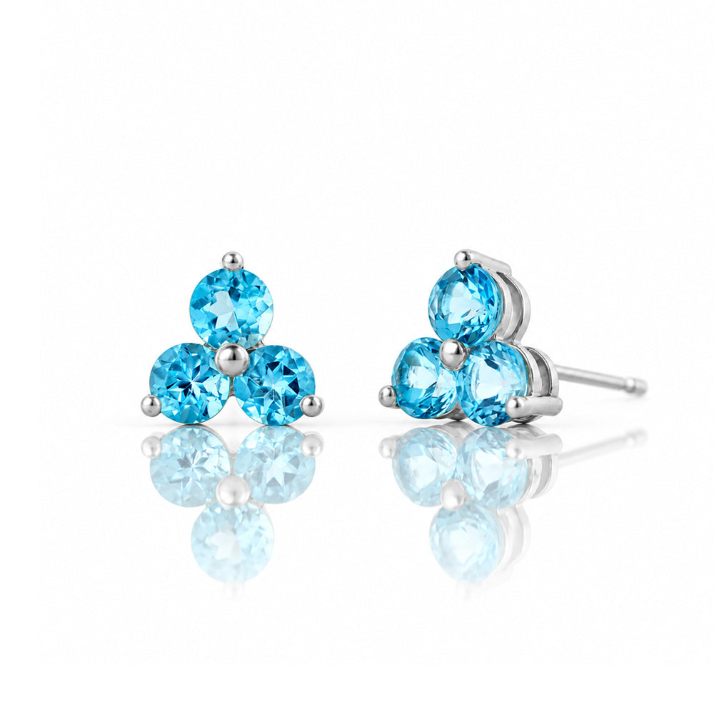 The Trilogy Swiss Blue Topaz Stud Earrings - Victoria's Jewellery