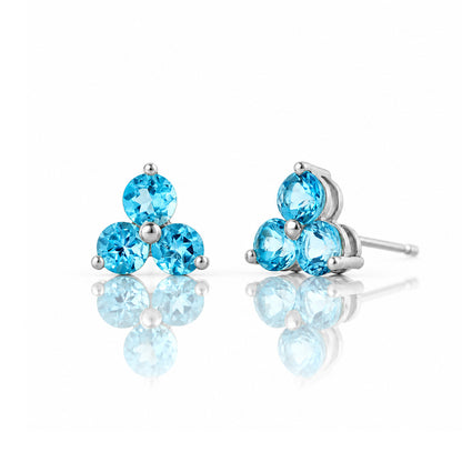 The Trilogy Swiss Blue Topaz Stud Earrings - Victoria's Jewellery