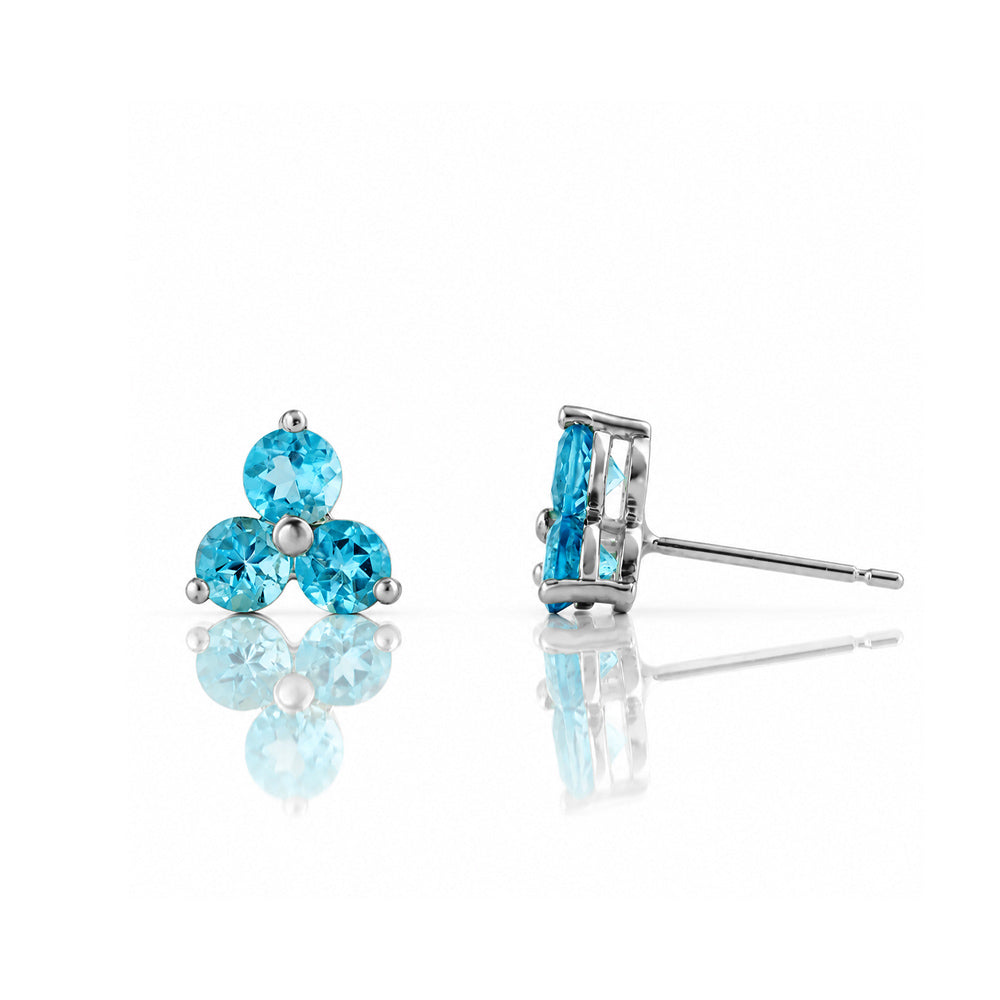 The Trilogy Swiss Blue Topaz Stud Earrings - Victoria's Jewellery