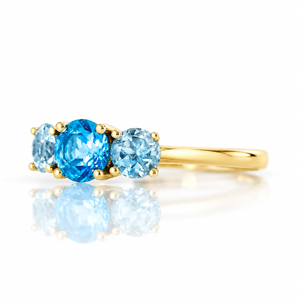 Aria, Swiss and Sky Blue Topaz Trilogy Ring - Victoria's Jewellery
