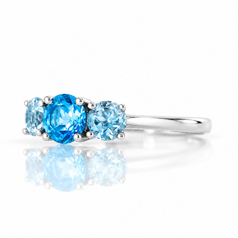 Aria, Swiss and Sky Blue Topaz Trilogy Ring - Victoria's Jewellery