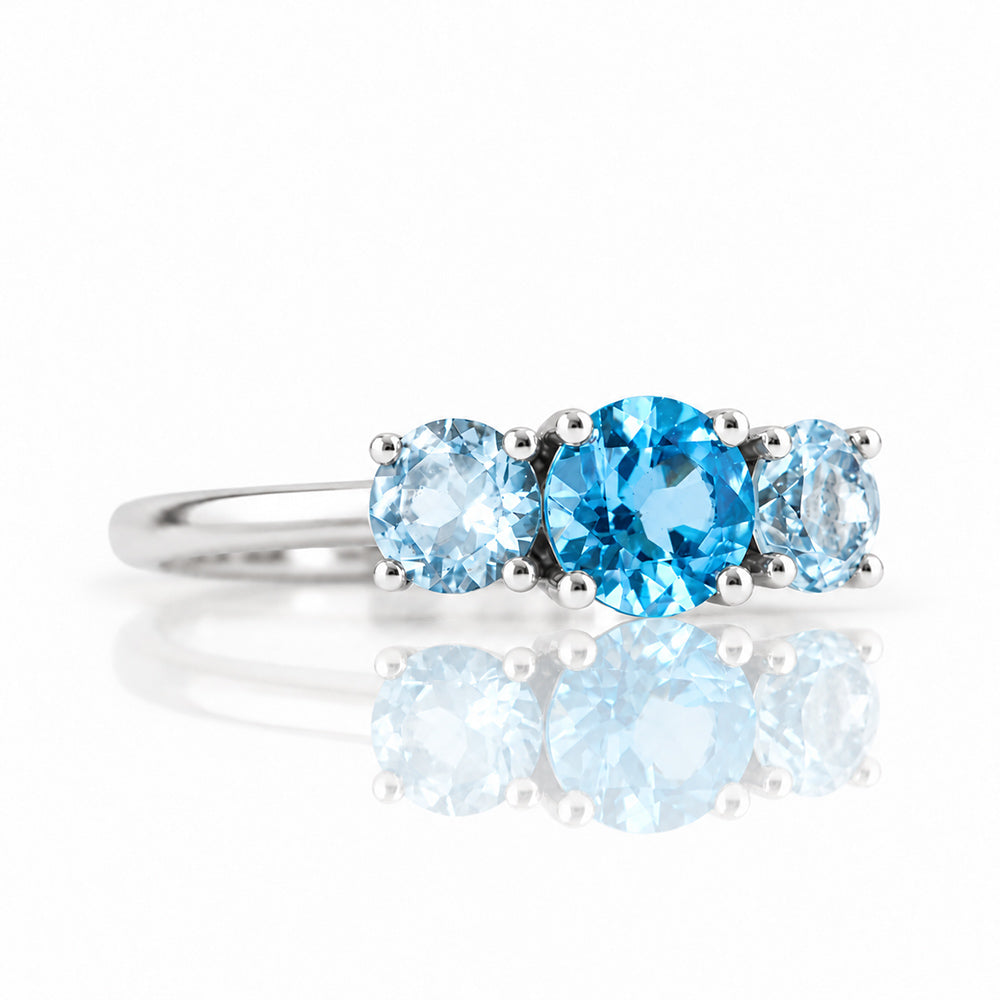 Aria, Swiss and Sky Blue Topaz Trilogy Ring - Victoria's Jewellery