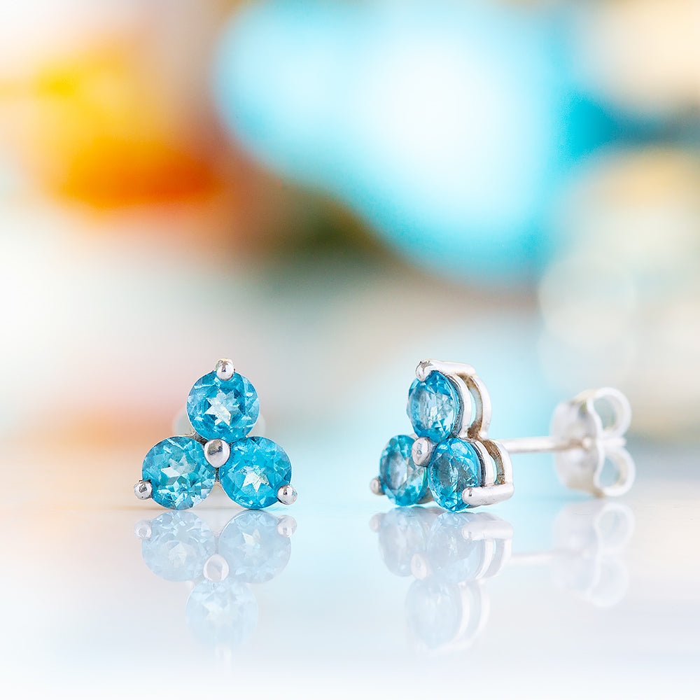 The Trilogy Swiss Blue Topaz Stud Earrings