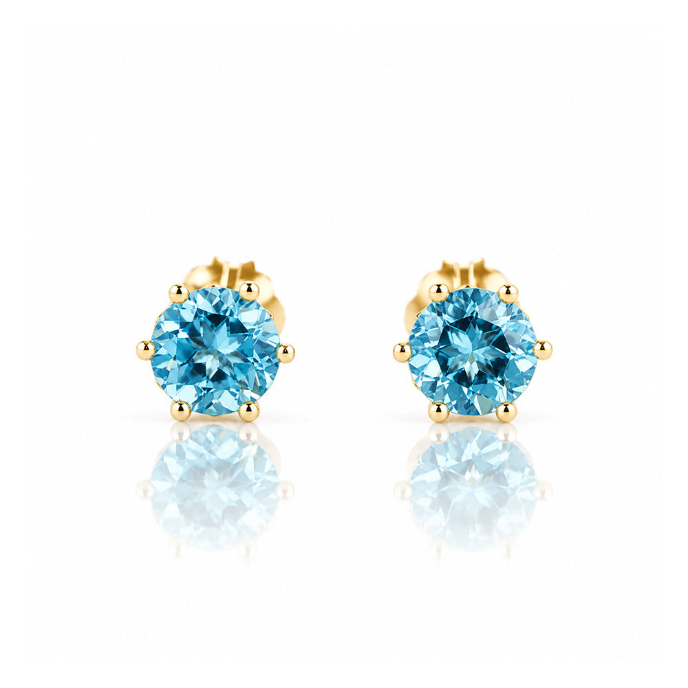 Tulip, Swiss Blue Topaz Stud Earrings - 5mm