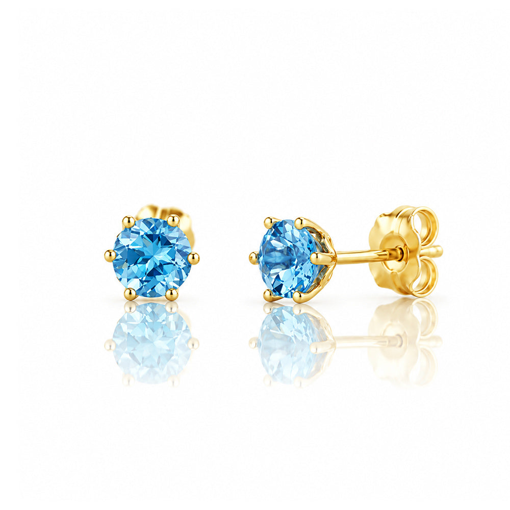 Tulip, Swiss Blue Topaz Stud Earrings - 5mm