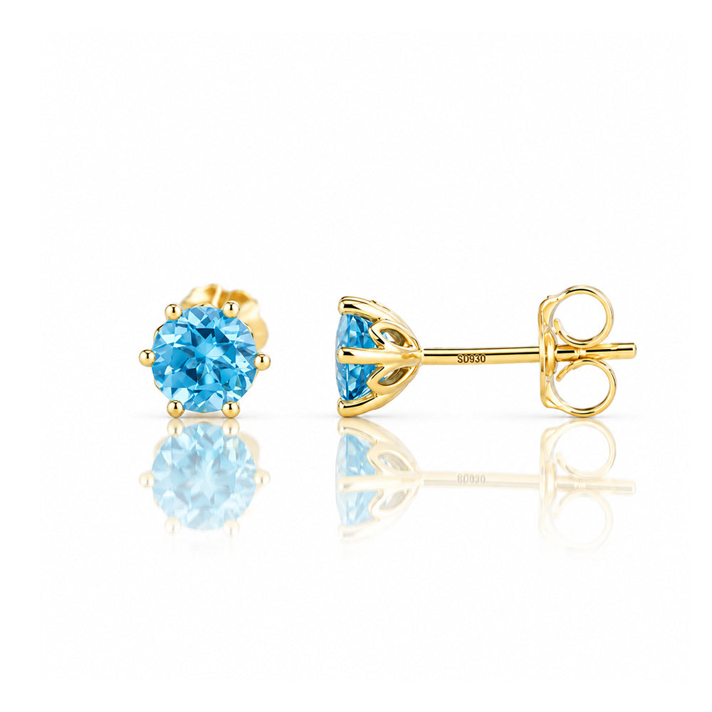 Tulip, Swiss Blue Topaz Stud Earrings - 5mm