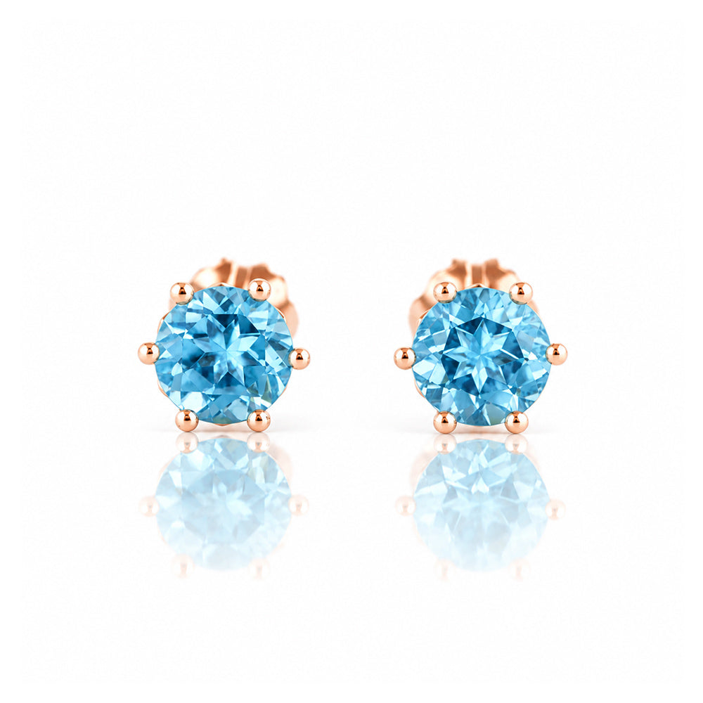 Tulip, Swiss Blue Topaz Stud Earrings - 5mm