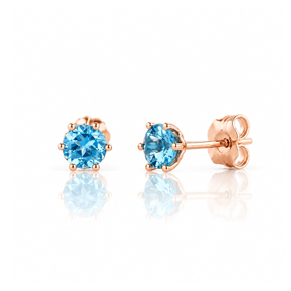 Tulip, Swiss Blue Topaz Stud Earrings - 5mm