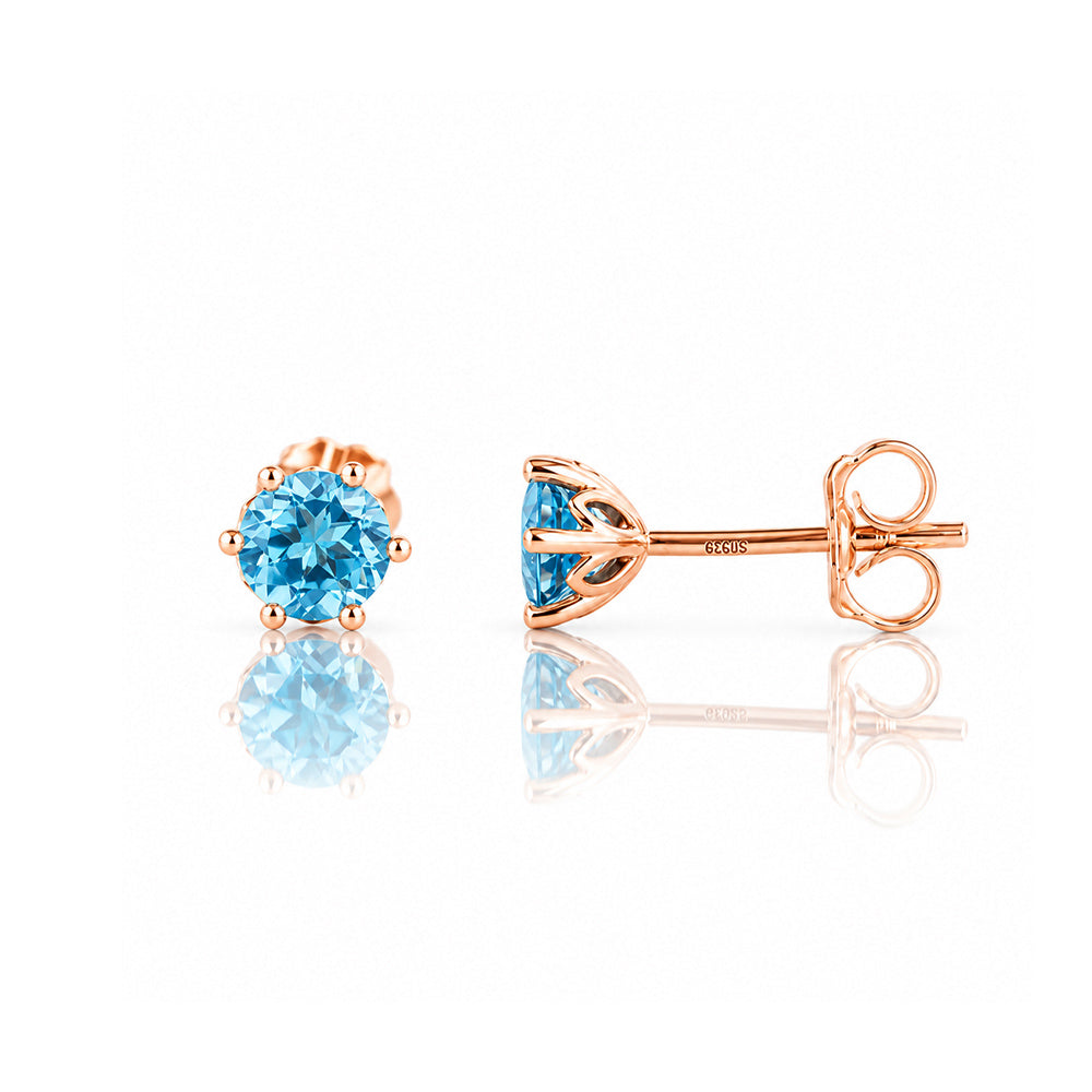 Tulip, Swiss Blue Topaz Stud Earrings - 5mm