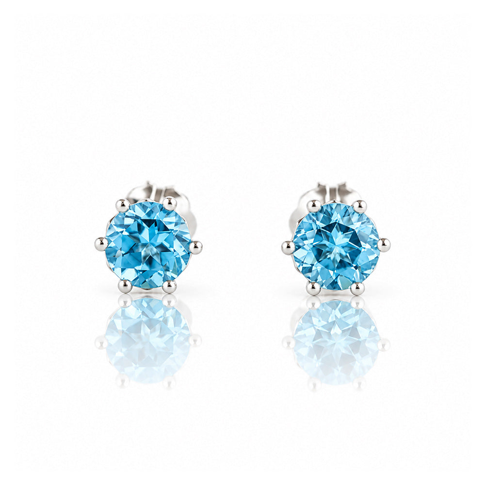Tulip, Swiss Blue Topaz Stud Earrings - 5mm
