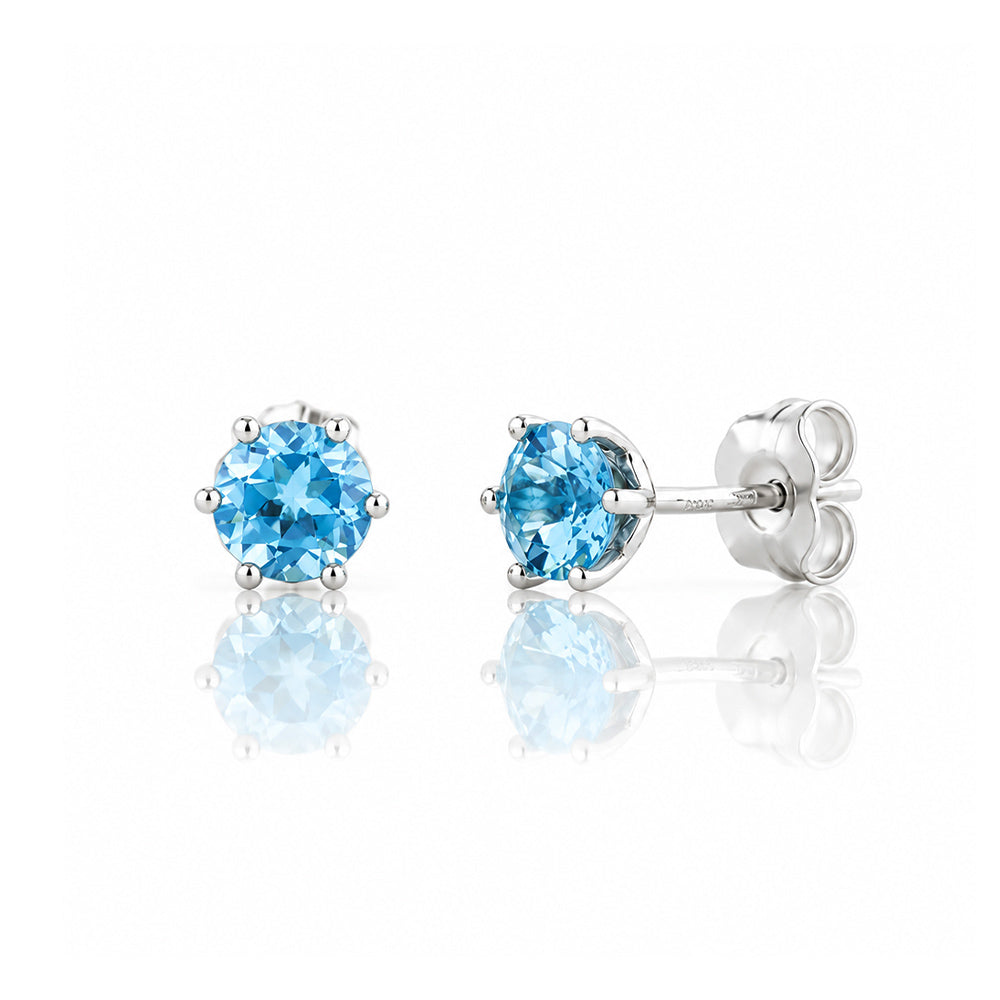 Tulip, Swiss Blue Topaz Stud Earrings - 5mm