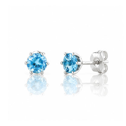 Tulip, Swiss Blue Topaz Stud Earrings - 5mm