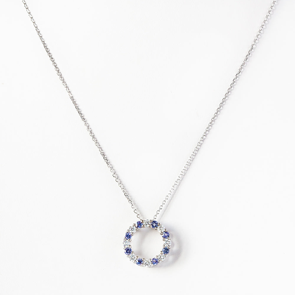 Tanzanite and Diamond Circle of Life Necklace in Gold - Victoria's Jewellery