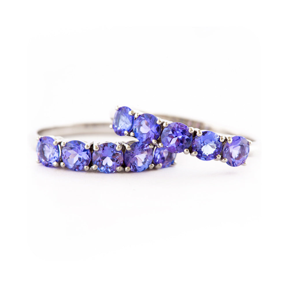 Round cut Tanzanite half eternity December Anniversary Ring in White Gold - Victoria's Jewellery