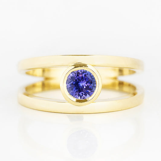 Harper, Round cut Tanzanite Split Band Ring