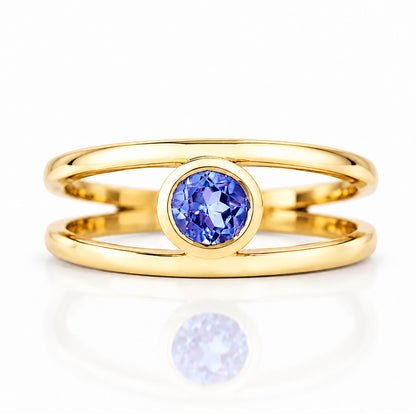 Harper, Round cut Tanzanite Split Band Ring - Victoria's Jewellery