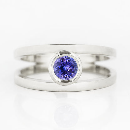 Harper, Round cut Tanzanite Split Band Ring