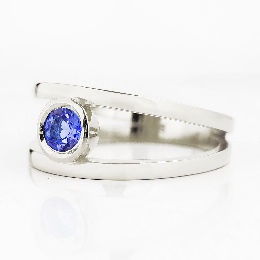 Harper, Round cut Tanzanite Split Band Ring