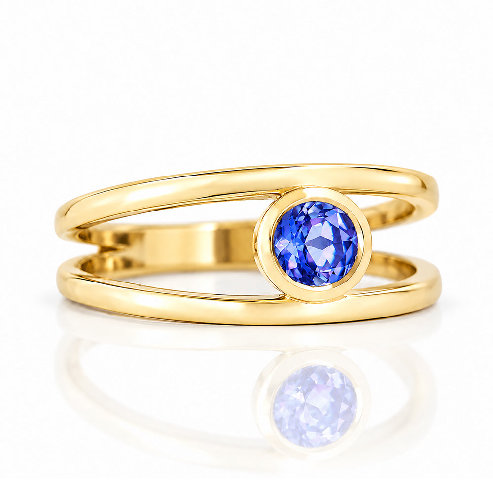 Harper, Round cut Tanzanite Split Band Ring - Victoria's Jewellery