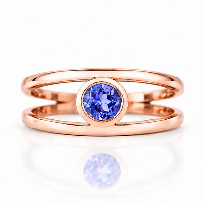 Harper, Round cut Tanzanite Split Band Ring - Victoria's Jewellery