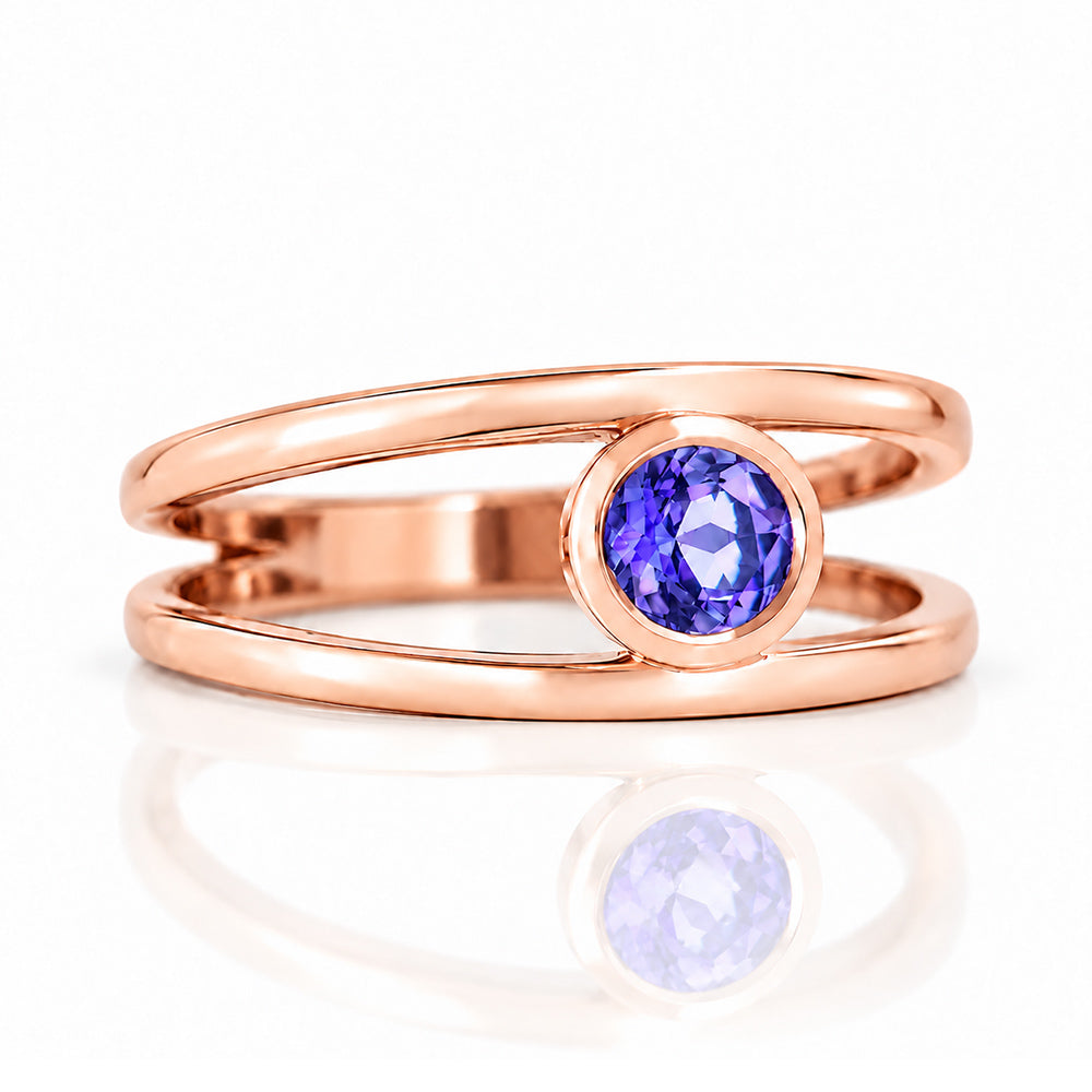 Harper, Round cut Tanzanite Split Band Ring - Victoria's Jewellery