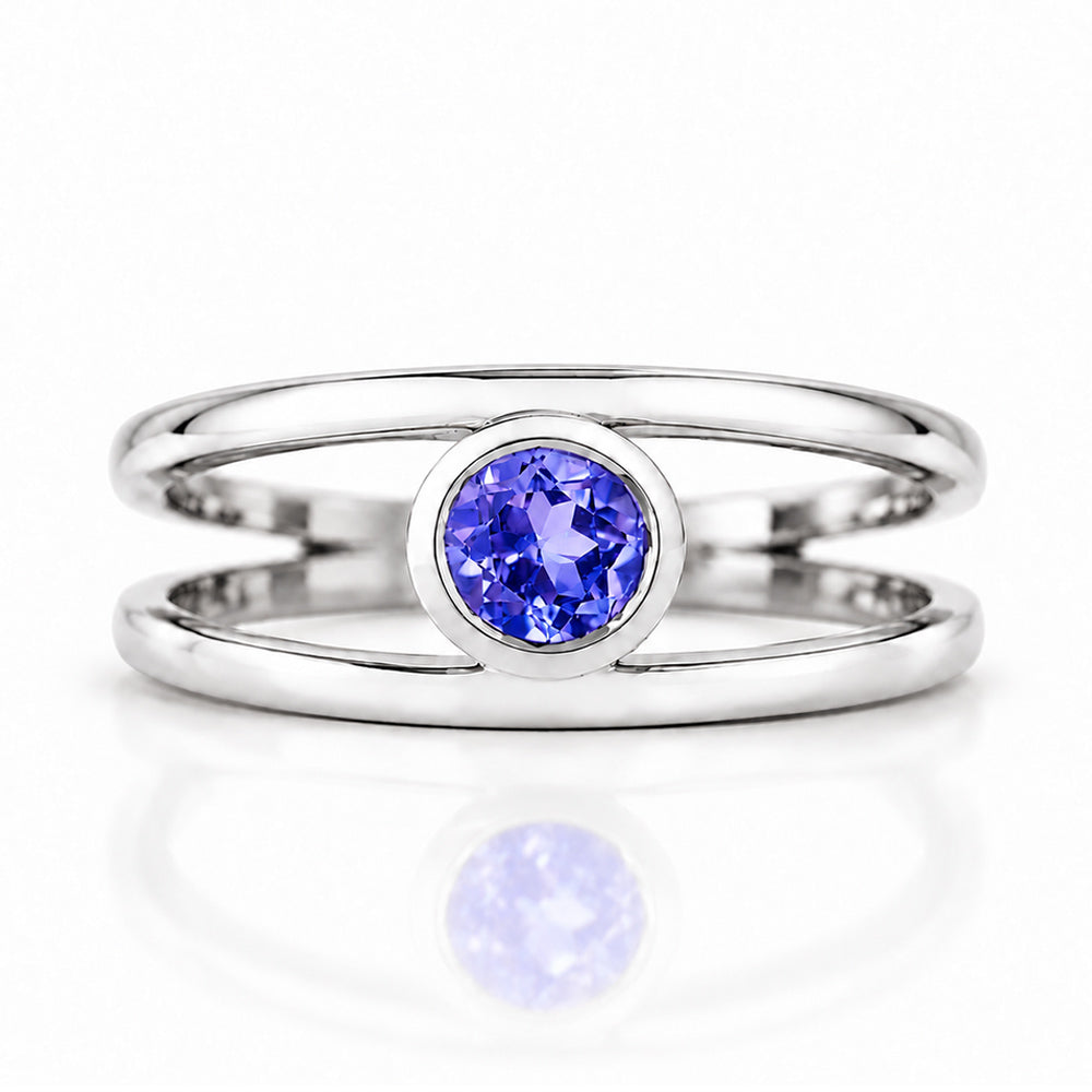 Harper, Round cut Tanzanite Split Band Ring - Victoria's Jewellery