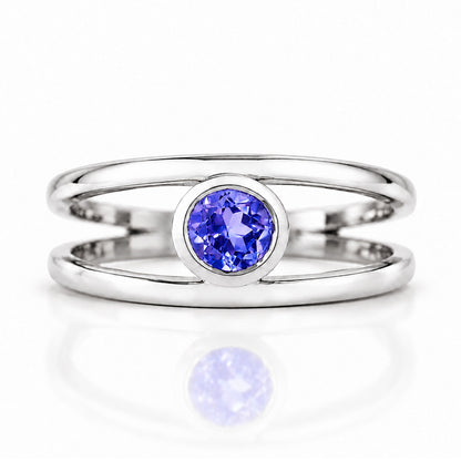 Harper, Round cut Tanzanite Split Band Ring - Victoria's Jewellery