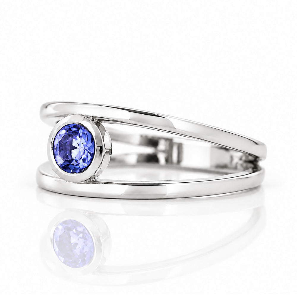 Harper, Round cut Tanzanite Split Band Ring - Victoria's Jewellery