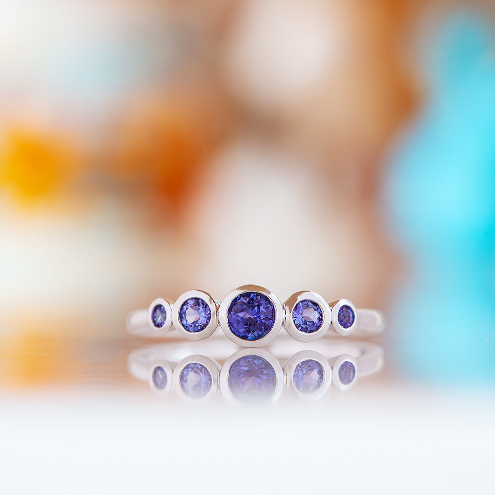 Gabriella, a Tanzanite Half Eternity Ring