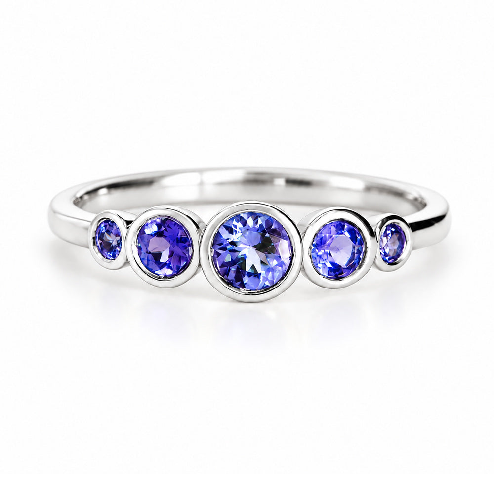 Gabriella, Tanzanite Half Eternity Ring - Victoria's Jewellery