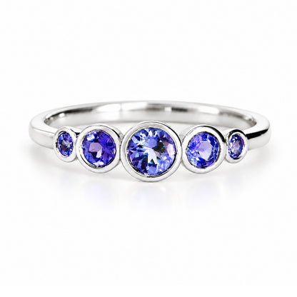 Gabriella, Tanzanite Half Eternity Ring - Victoria's Jewellery