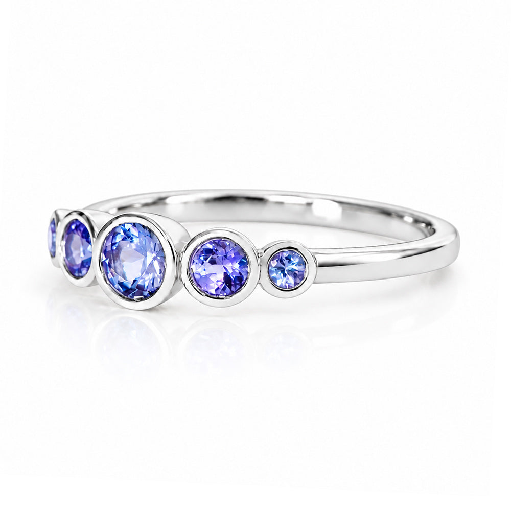Gabriella, Tanzanite Half Eternity Ring - Victoria's Jewellery