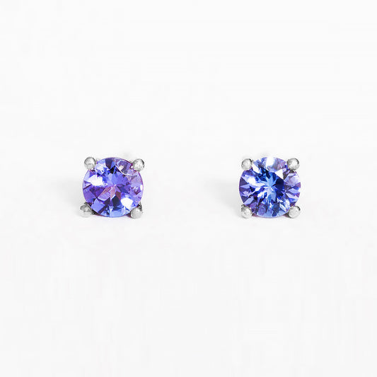 The Round Tanzanite Stud - 4mm