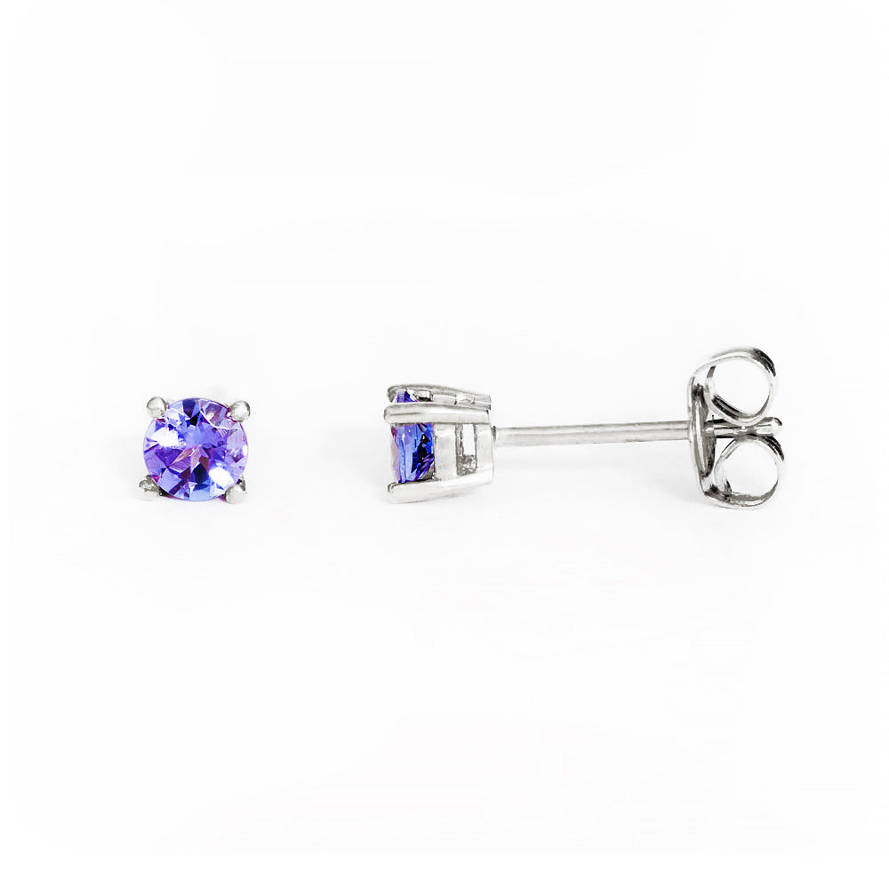 The Round Tanzanite Stud - 4mm