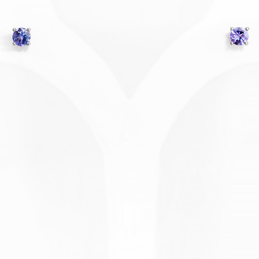 The Round Tanzanite Stud - 4mm