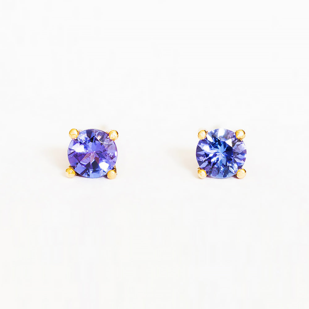 The Round Tanzanite Stud - 4mm