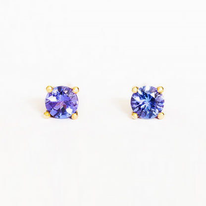 The Round Tanzanite Stud - 4mm
