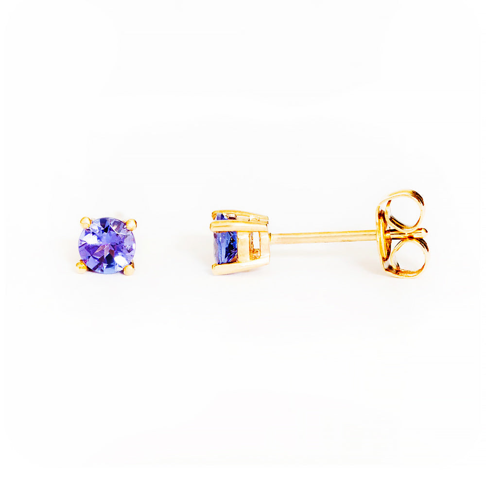 The Round Tanzanite Stud - 4mm