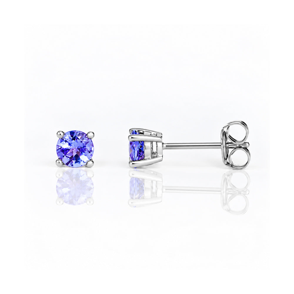 The Round Tanzanite Stud - 4mm - Victoria's Jewellery