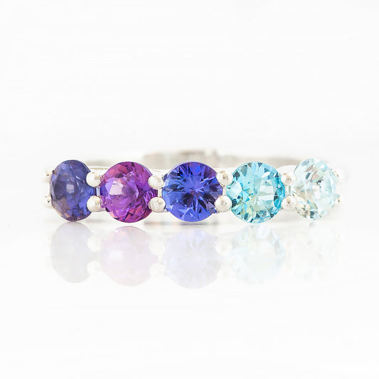 Danelle, a Blue Half Eternity Trellis Ring