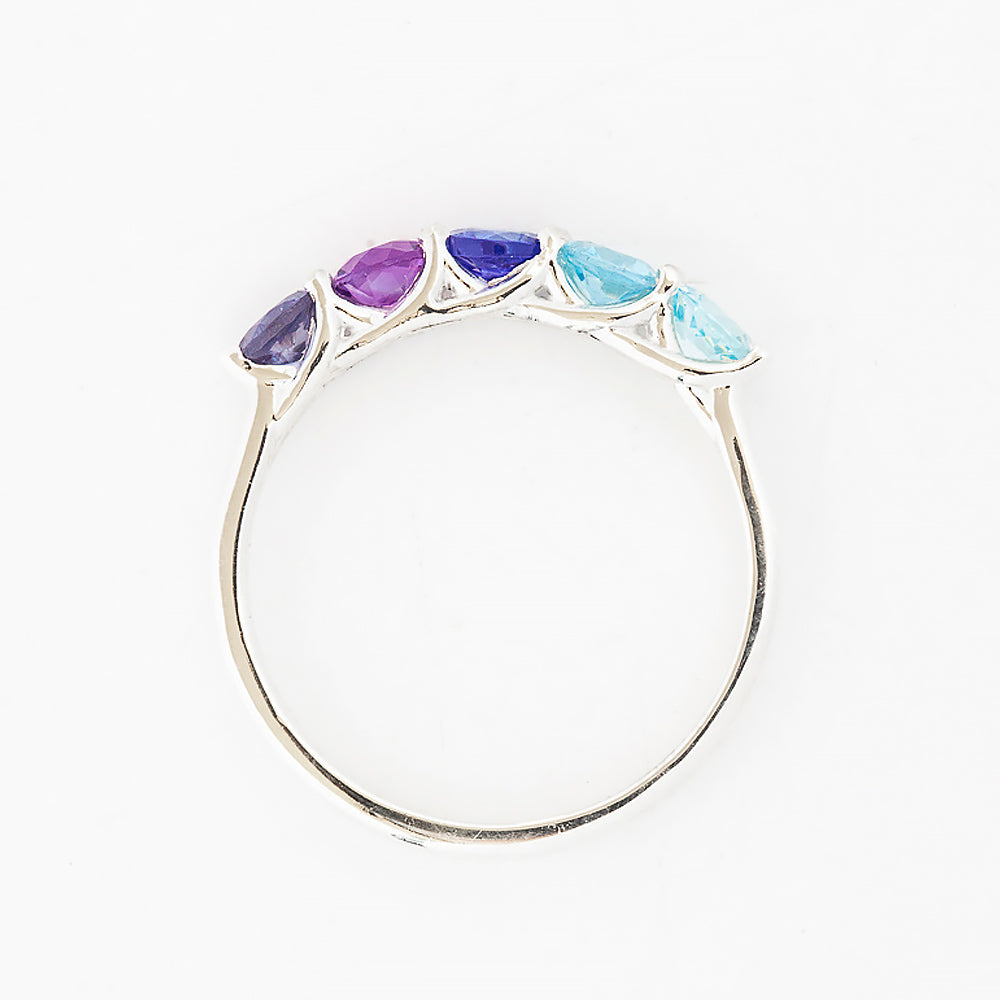 Danelle, a Blue Half Eternity Trellis Ring