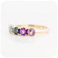 Topaz and Amethyst Rainbow half eternity anniversary ring - Victoria's Jewellery