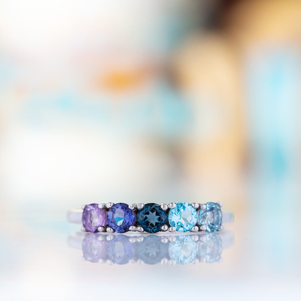 Annie, a Topaz and Amethyst Rainbow Ring