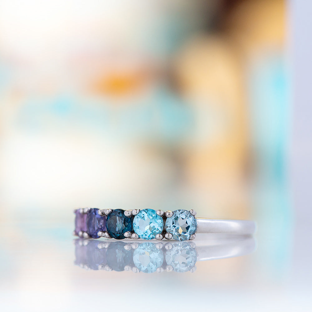 Annie, a Topaz and Amethyst Rainbow Ring