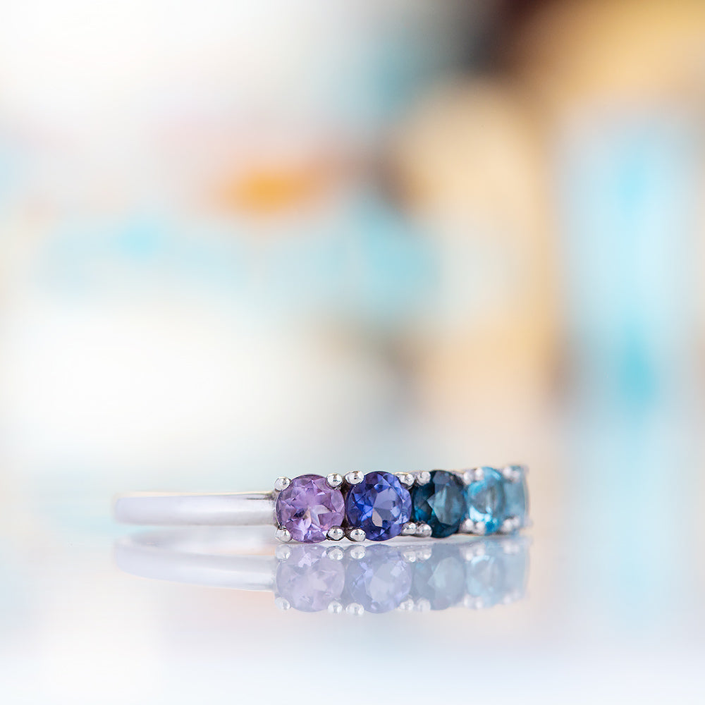 Annie, a Topaz and Amethyst Rainbow Ring