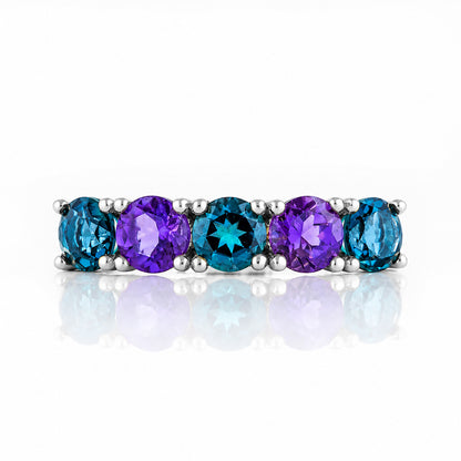 Annie, a London Topaz and Amethyst Half Eternity Ring - Victoria's Jewellery