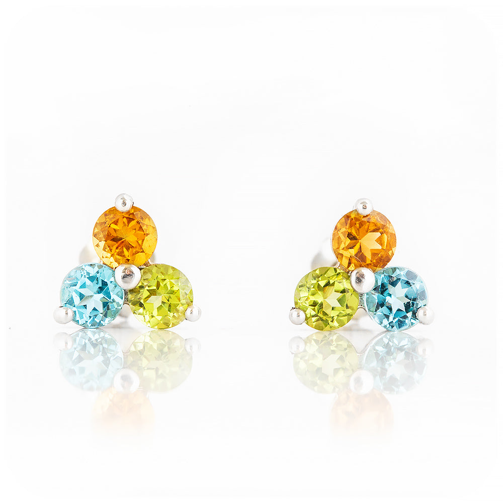 The Trilogy Topaz, Citrine and Peridot Stud Earrings