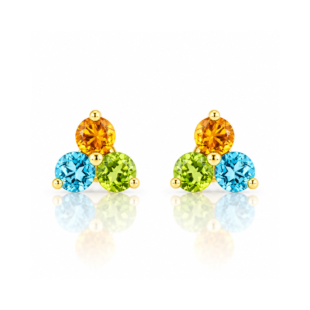 The Trilogy Topaz, Citrine and Peridot Stud Earrings - Victoria's Jewellery